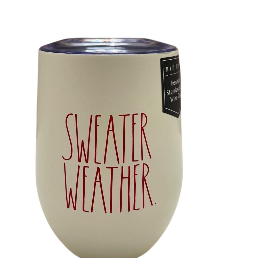 Rae Dunn "SWEATER WEATHER"  Wine Tumbler NEW With‎ Tags!